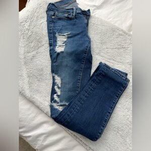 Frame Denim Women's Ripped Blue Skinny Jeans